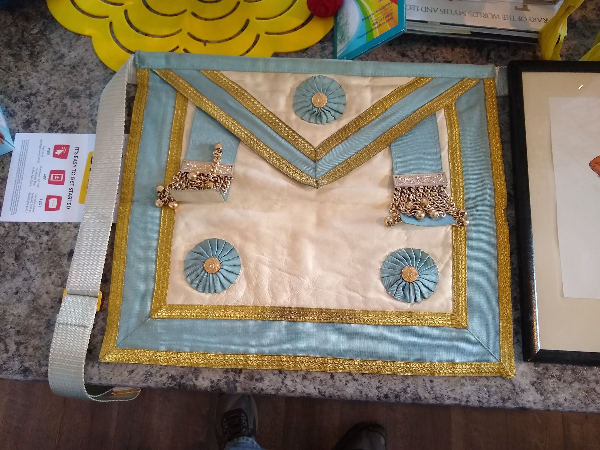 Master Mason Apron from Dufferin Lodge A.F. & A.M. No. 338 G.R.C., Wellandport, Ontario